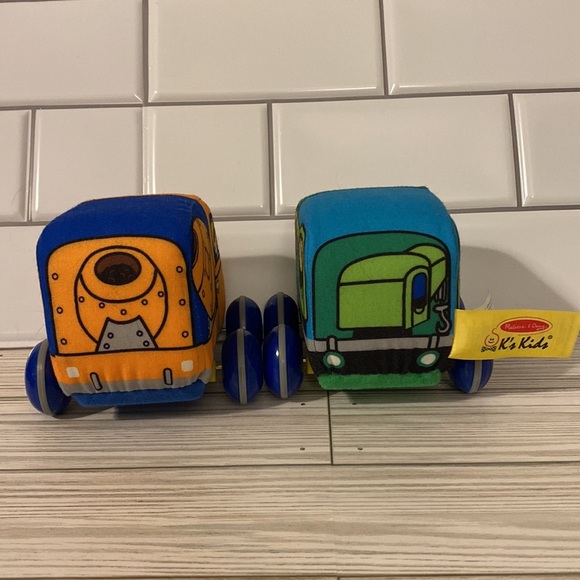 Melissa & Doug K's Kids Soft Plush Pull-Back Construction Vehicles Baby Toys - Picture 3 of 4